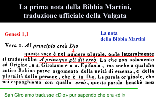 Genesi 1,1 - Elohim plurale di dio nella nota della Bibbia Martini