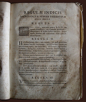 Dieci regola sulla censura libri all'Indice, traduzione latino iltaliano  